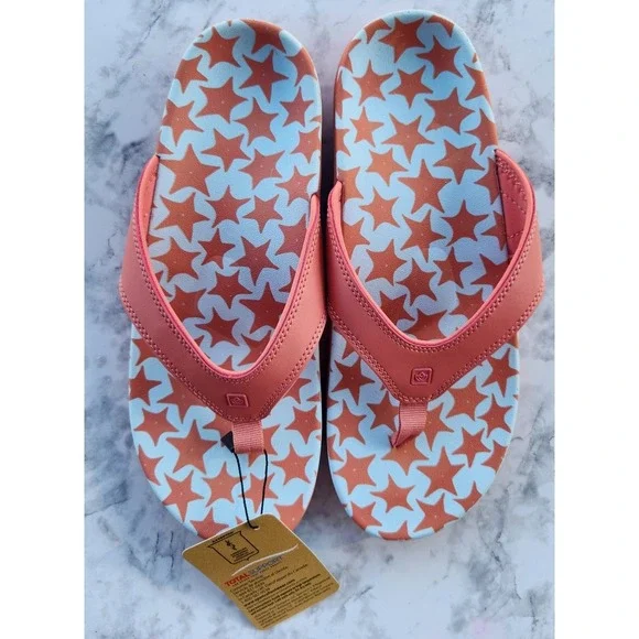 Spenco Women's Total Support Recovery Flip Flops Size 11 Coral Star Print NWT - Picture 3 of 7